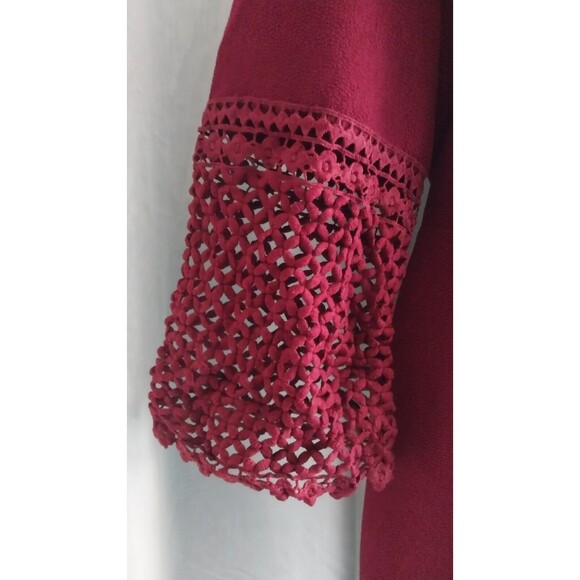 NWT Karl Lagerfeld Lace Embroidered Dres 10 Burgundy Knee Length 3/4 Sleeve - Picture 5 of 7